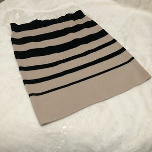 Loft: A-Line Wool Blend Black and Tan Skirt.